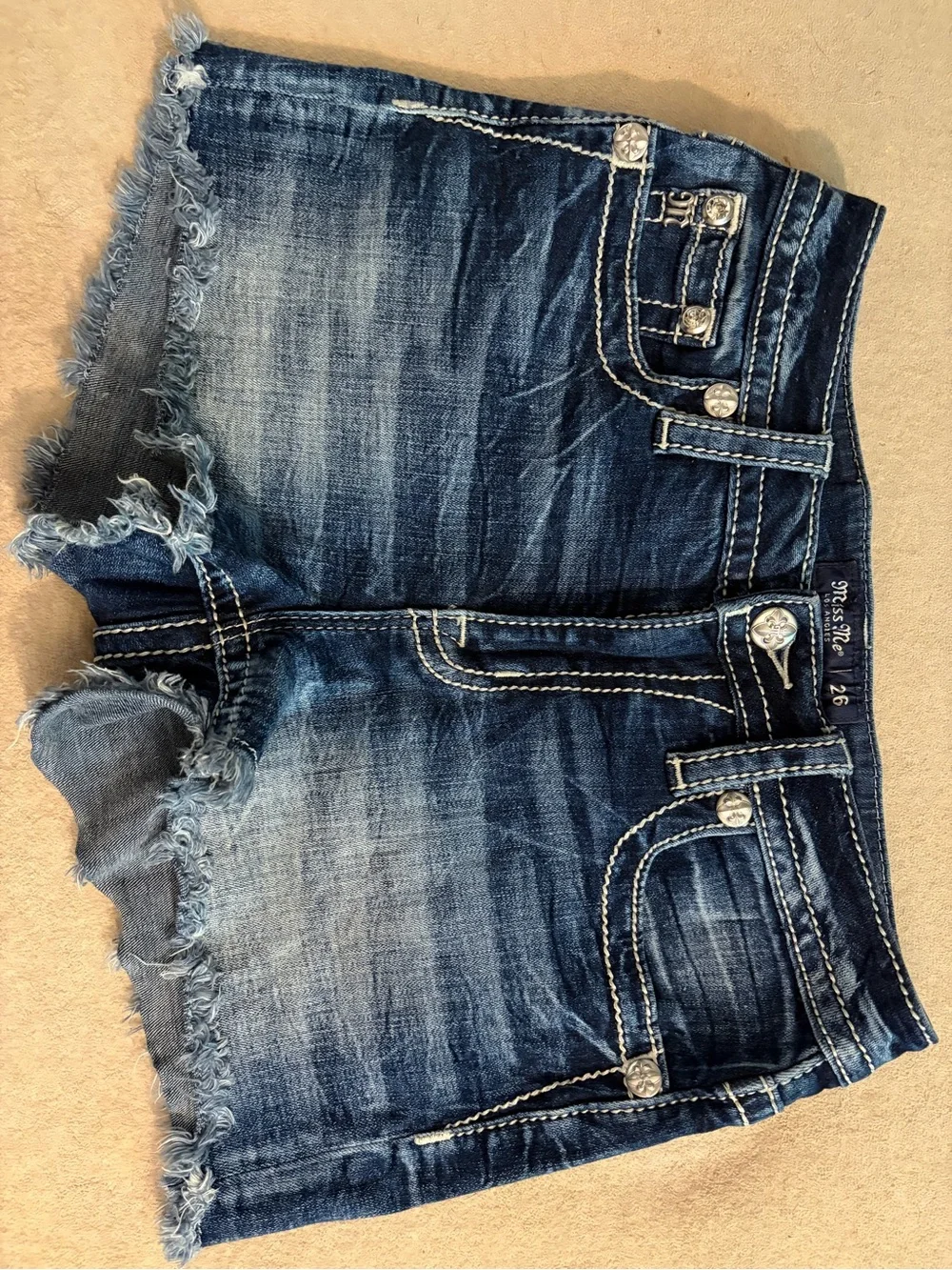 Miss Me High Rise Crochet Waistband Denim Shorts – Size 26